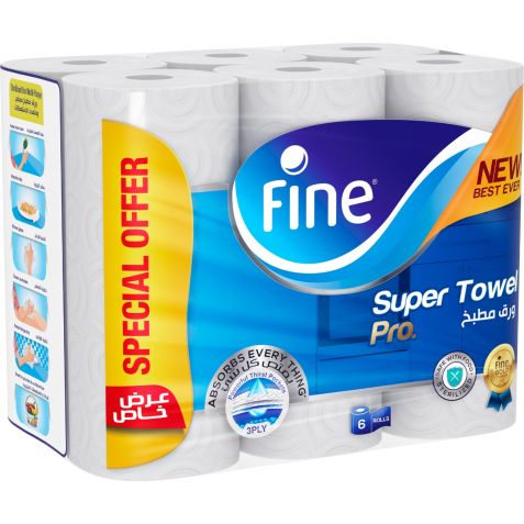 FINE SUPER TOWEL 60 SHEETS 6'S
